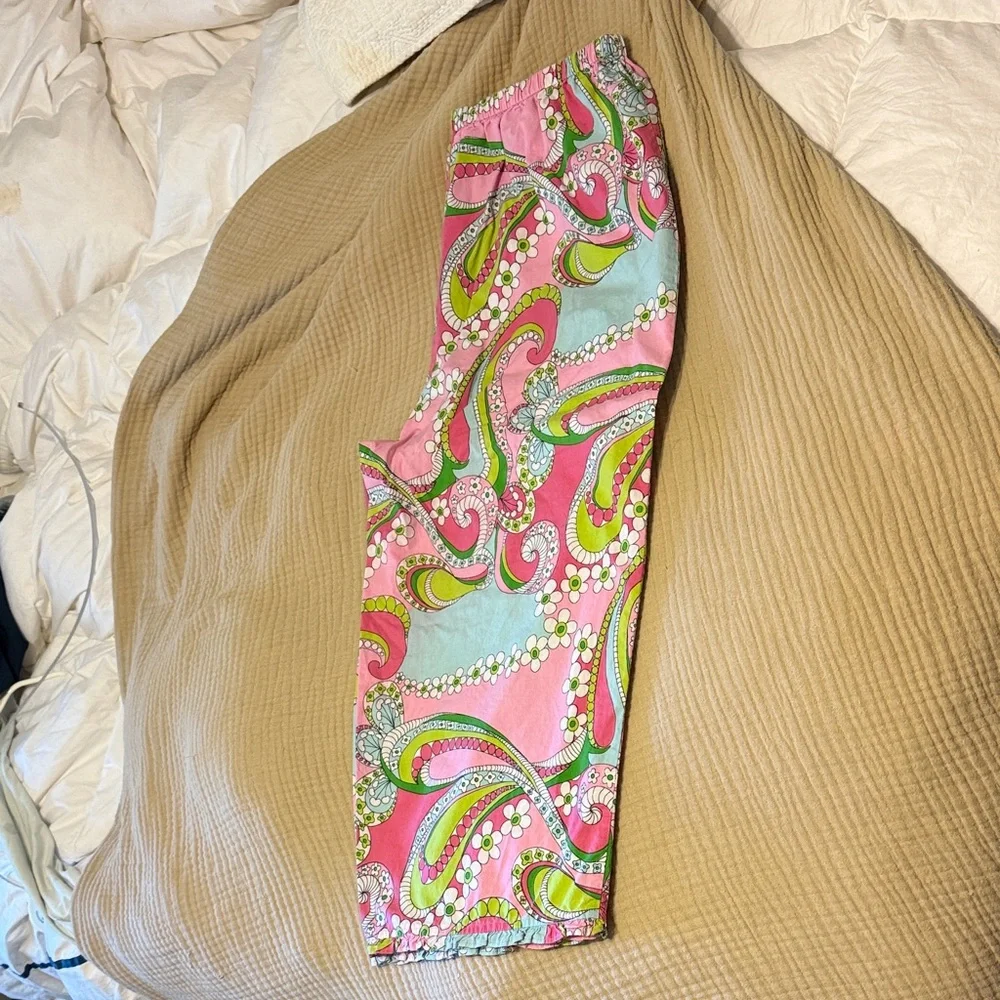 Cute Paisley Print Lightweight Pants Sz L perfect for spring summer beach trips - Picture 1 of 10